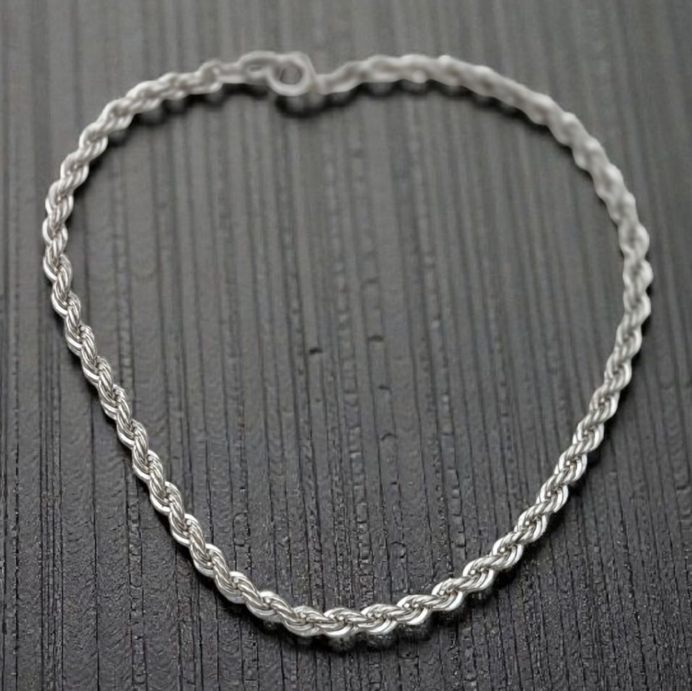 Vintage Sterling Italy Rope Chain Bracelet